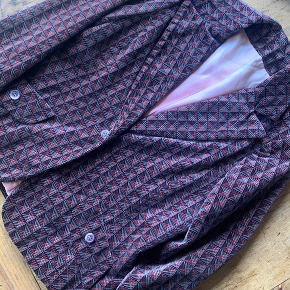 Vintage Stephen Casuals Mauve and Black Patterned 1970’s Suit - Picture 11 of 16